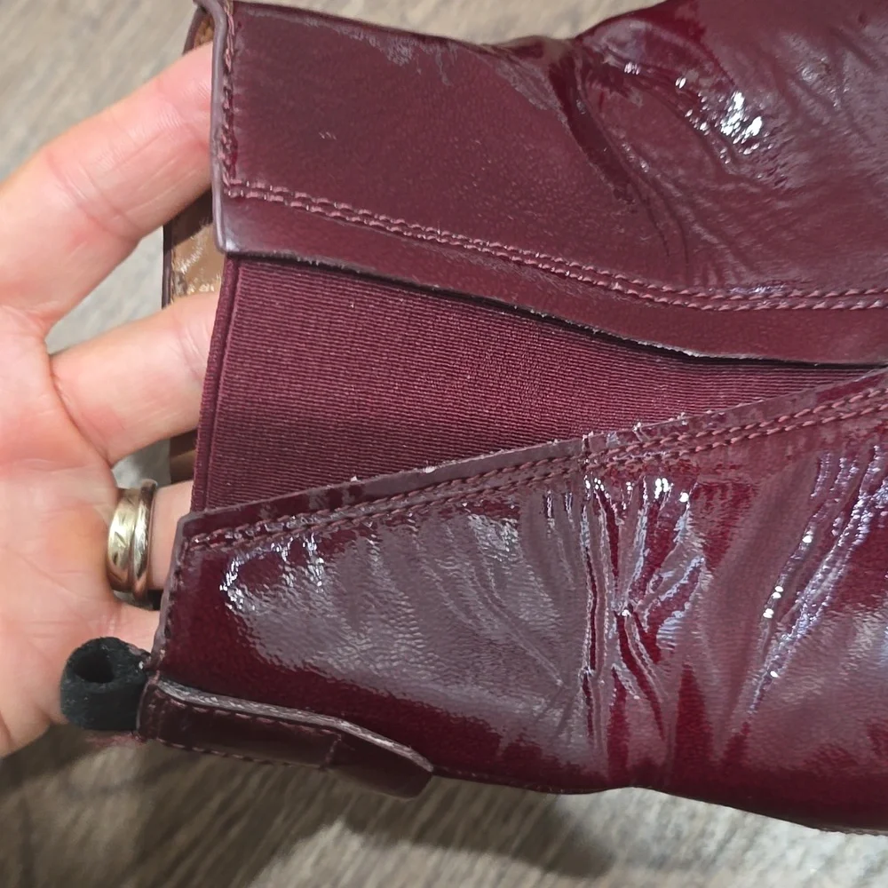Franco Sarto Women’s Glossy Burgundy A-Freda Chelsea Ankle Boots‎ 8